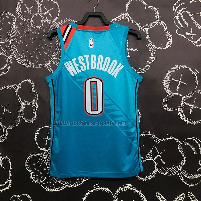 Camiseta Russell Westbrook NO 0 Oklahoma City Thunder Ciudad 2018-19 Azul